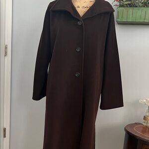 VINTAGE MaxMara Dark Brown Single-Breasted Wool Trench Coat excellent condition